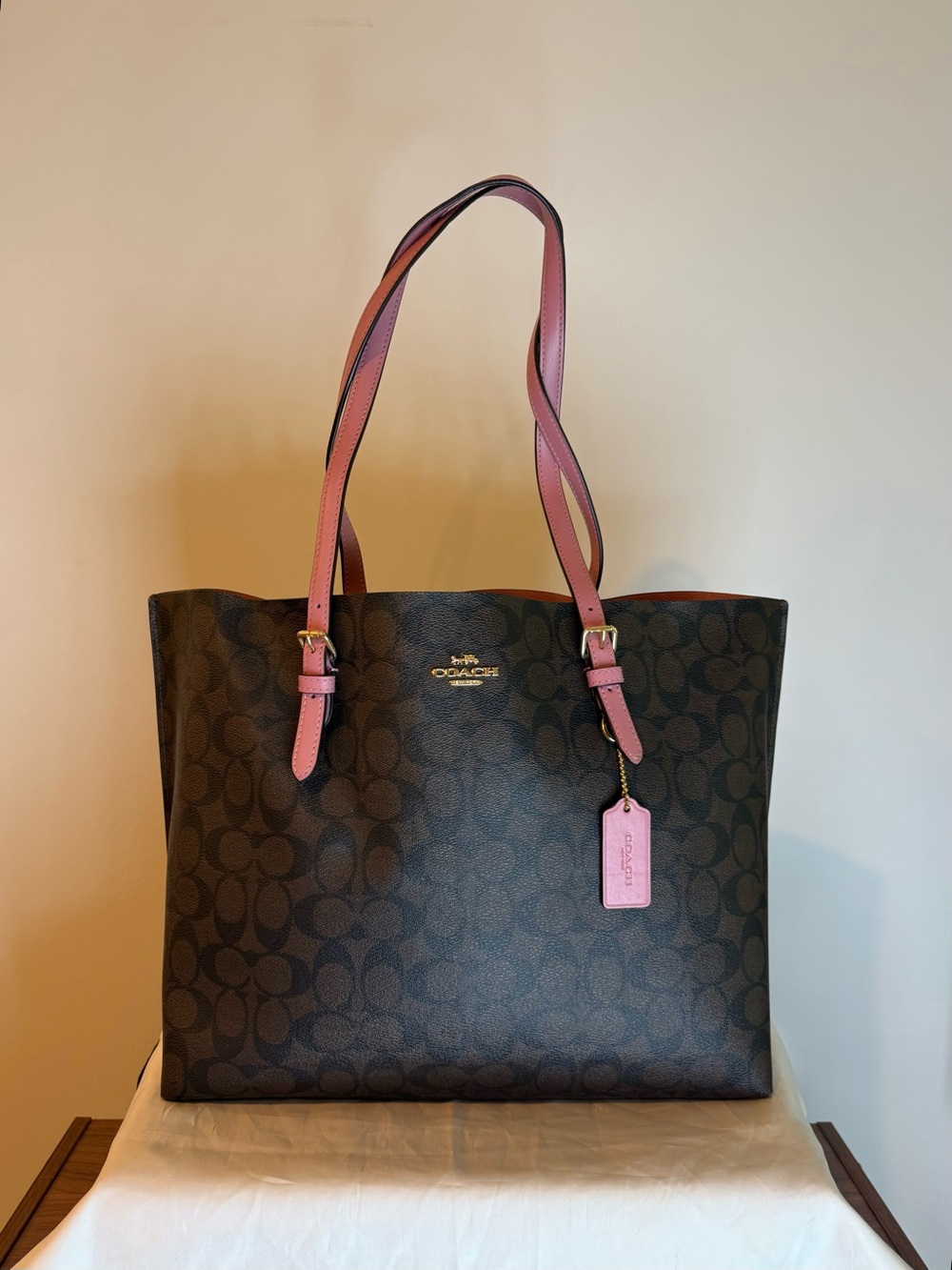 Coach (2021) XL Signature City Tote Bag- Brown/Pink